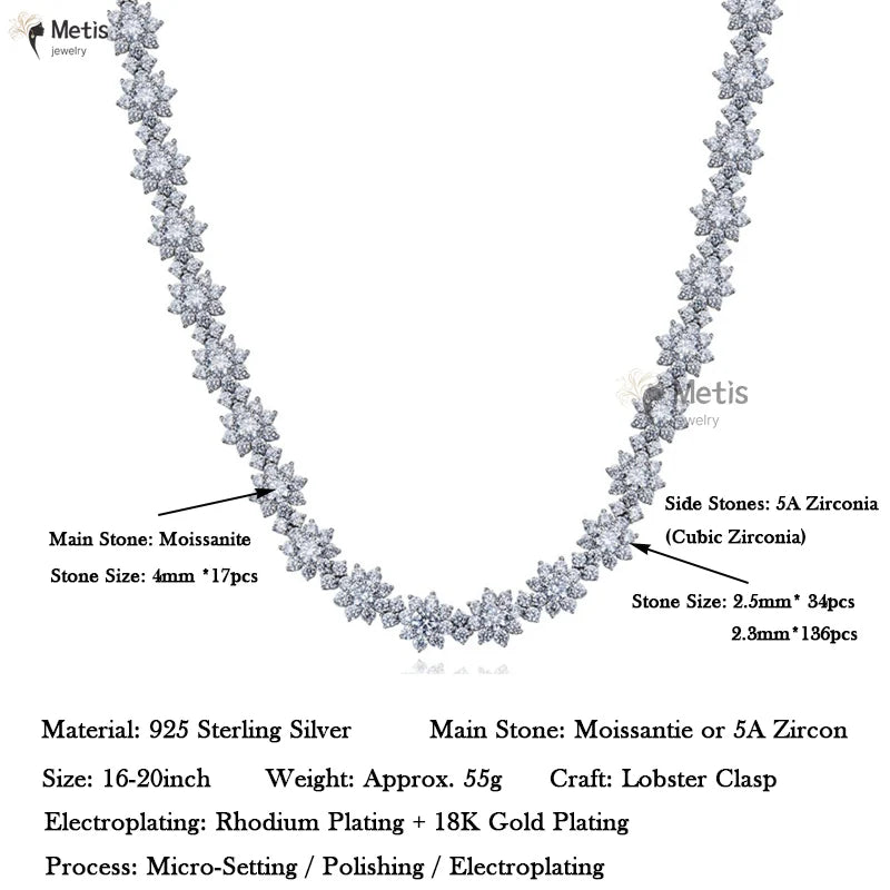 100% D Color Gradient Moissanite Necklace for Women Sunflower Luxury Sparkling Full Diamond Pendant 925 Sterling Silver