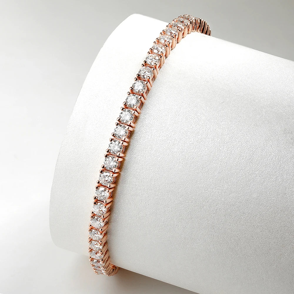 Serenity 3mm 4mm 5mm Rose Gold Color Moissanite Tennis Bracelet Women Man S925 Sterling Silver Sparkling Lab Diamond Hand Chain