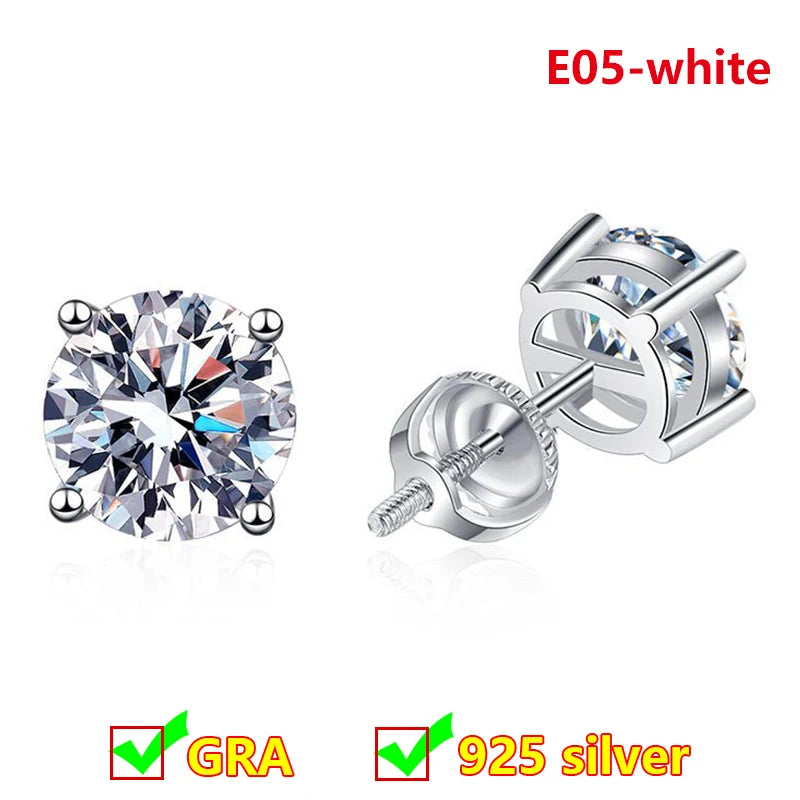 Premium 0.5ct-2ct Moissanite Earring For Women Classic Original 925 Sterling Silver Jewelry Moissanite Diamond Stud Earring