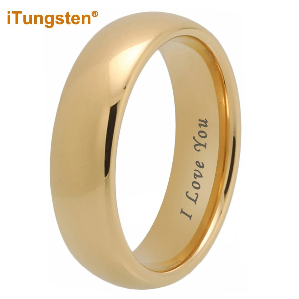 iTungsten 4/5/6/7/8/10mm Tungsten Carbide Ring Men Women Couple Wedding Band I Love You Engraved Comfort Fit
