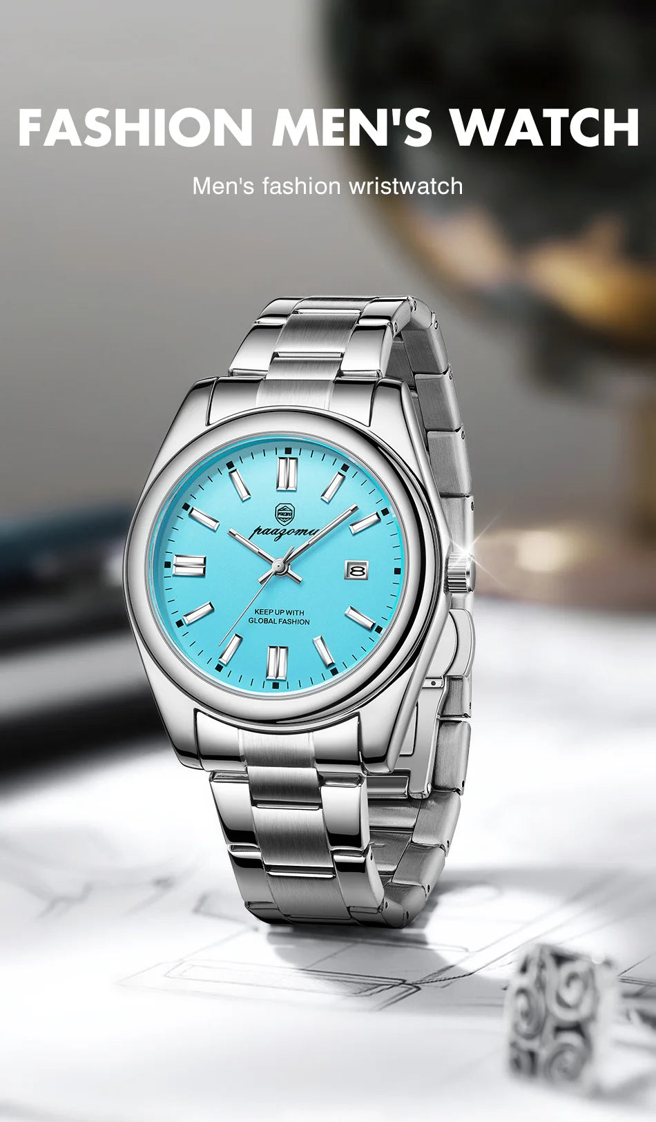 PAAZOMU Abstract Art Dial Men's Brand Authentic Trendy Fashion 2026 New High-quality Waterproof Luminous Quartz Watches Male+Box