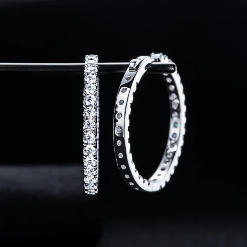 MossanRappr 5.6cttw Moissanite Diamond Big Hoop Huggie Earrings 925 Sterling Silver Luxury Earring Hip Hop Jewelry for Women