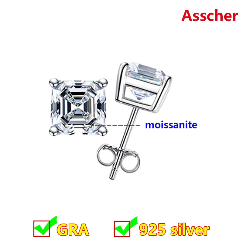 Premium 0.5ct-2ct Moissanite Earring For Women Classic Original 925 Sterling Silver Jewelry Moissanite Diamond Stud Earring