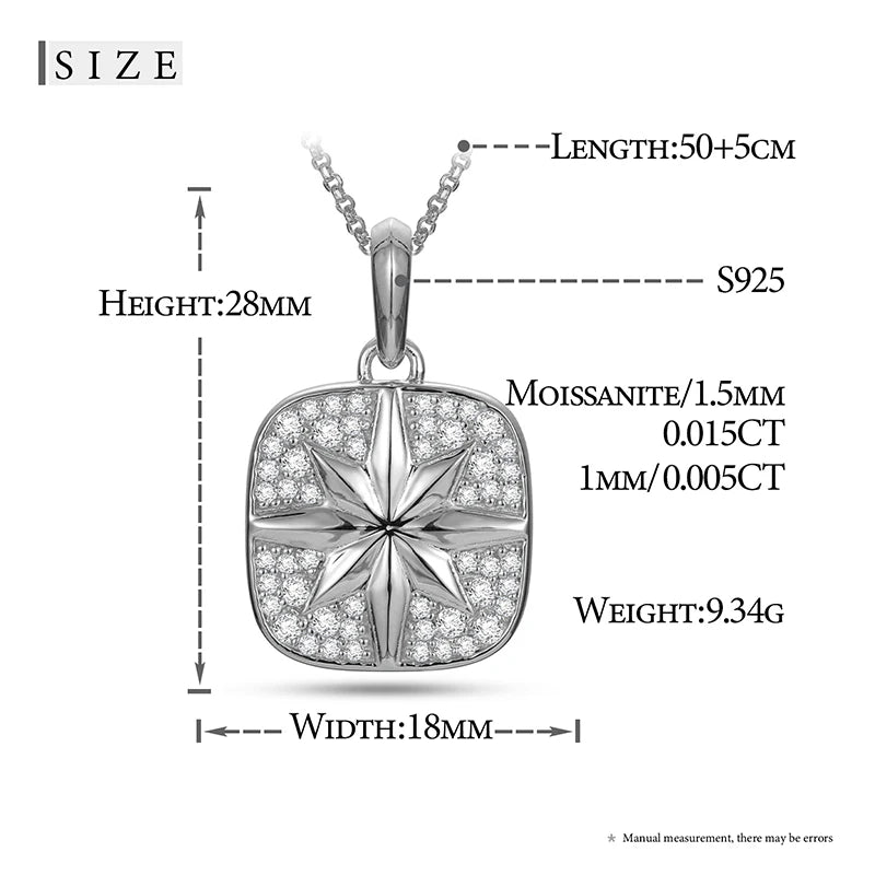 Square Minimalist Mini Iced Out Tag Pendant Necklace For Men Hip Hop Jewelry Moissanite Pendant Sterling Silver Square Pendnat