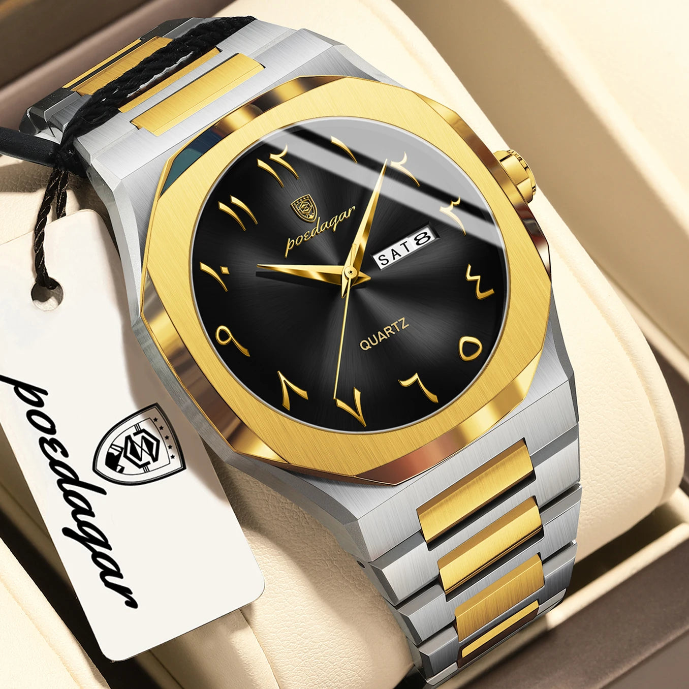 POEDAGAR Luxury Fashion Men's Clock Waterproof Week Date Male Watch Quartz Stainless Steel Business Watches For Man Reloj Hombre