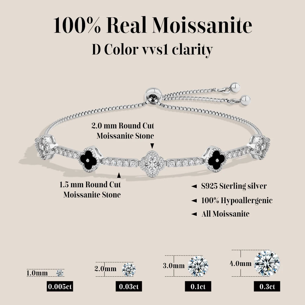 ATTAGEMS Flowers Design Moissanite Charm Bracelet For Women 925 Sterling Silver 18KGold Plated Tennis Luxury Chain Party Jewelry