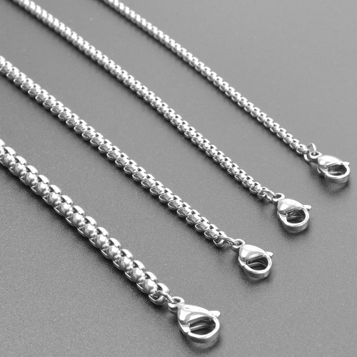 2/2.5/3/4mm Stainless Steel Square Rolo Chain Necklaces For Women Men Accessories 40-90cm Long Chains Round Box Jewelry Bulk Set