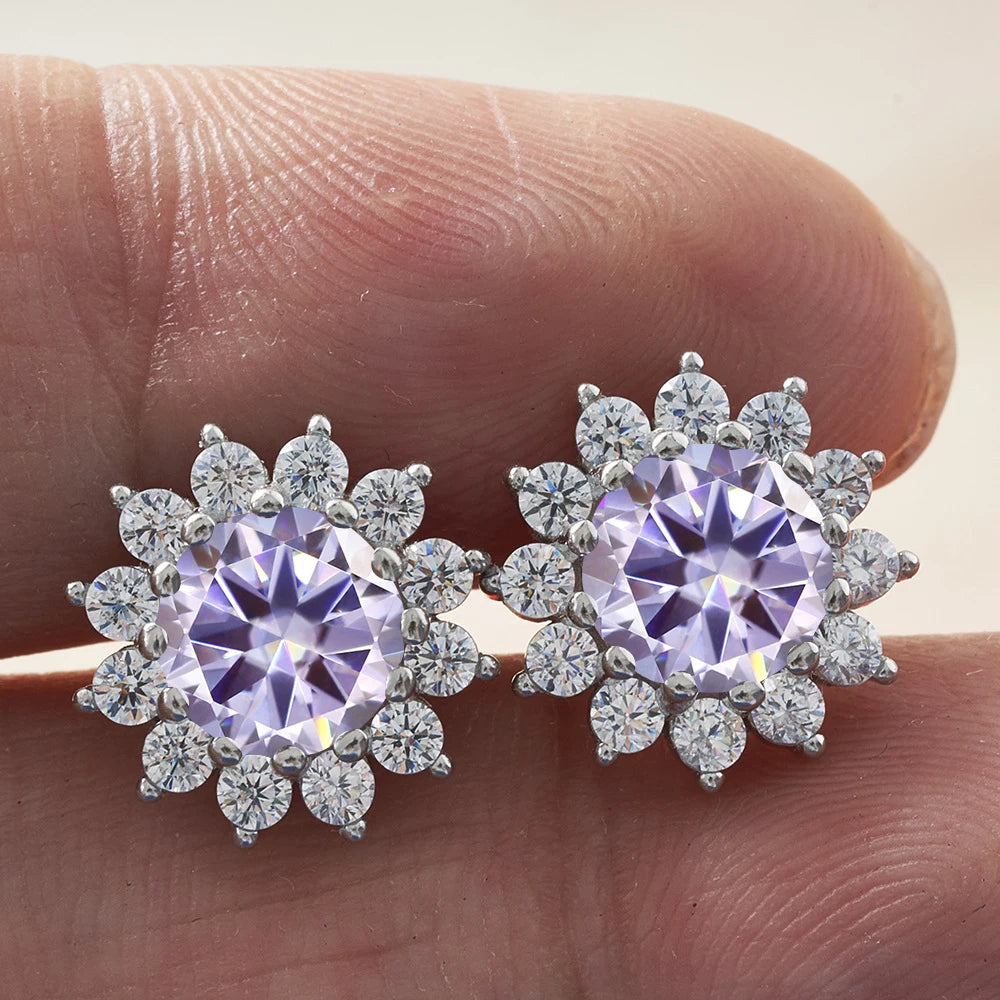 1.0 Ctx2 Pcs D Color VVS Women Moissantie Stub Earring 925 Sterling Silver Female Jewelry Women's Wedding Party Dating Gift