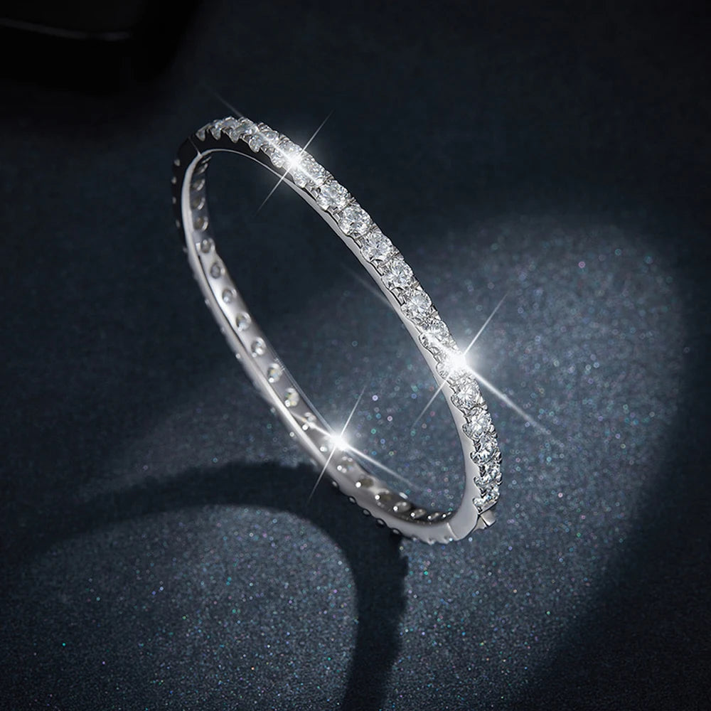 KNOBSPIN D VVS1 Full 4mm Moissanite Bangles GRA Certified s925 Sterling Sliver Plated 18k Bracelets for Women Party Gift Jewelry