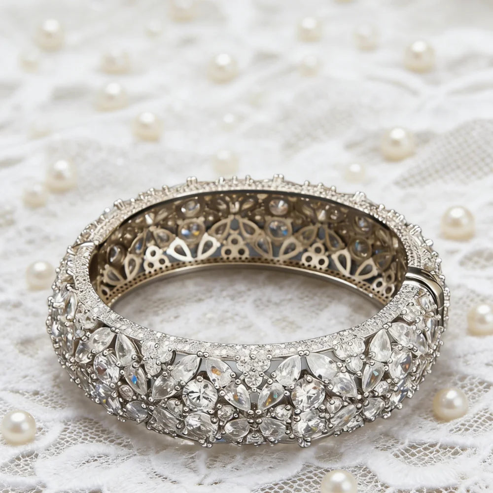 JRH African Style Bangle Bracelet with Shiny Zircon Stones Perfect Gift for Parties And Proposal Occasions Jewelry Accessory