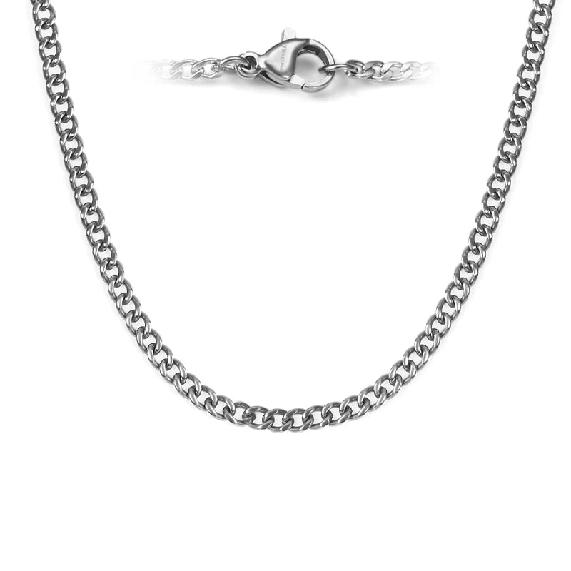 Pure Titanium Curb Chain Necklace for Men Women Hypoallergenic Light Weight Choker Fashion Jewelry