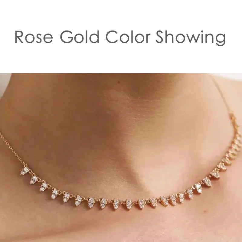 KNOBSPIN 2mm/3mm D Color Moissanite Tennis Necklace s925 Sterling Silver 18inch Chain, Wedding Necklaces for Women Fine Jewelry