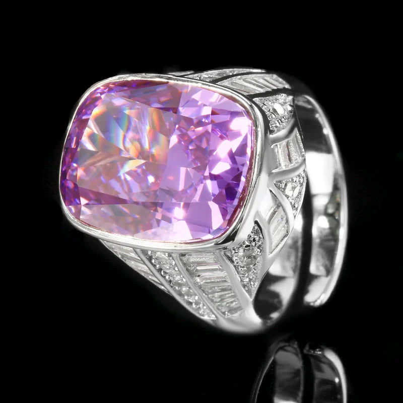 KQDANCE Radiant Cut 15*20 mm Created Purple Yellow Dark Pink Gemstone High Carbon Diamond Rings Stone Jewelry
