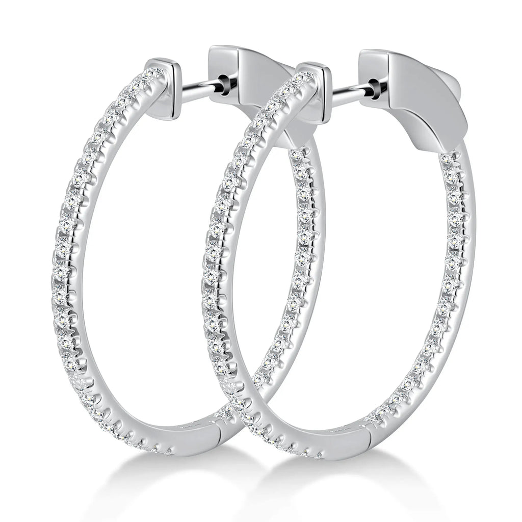 M-JAJA 1.14ct Moissanite Hoop Earrings Real 925 Sterling Silver for Women D Color VVS1 Lab Diamond Stud Earrings Wedding Jewelry