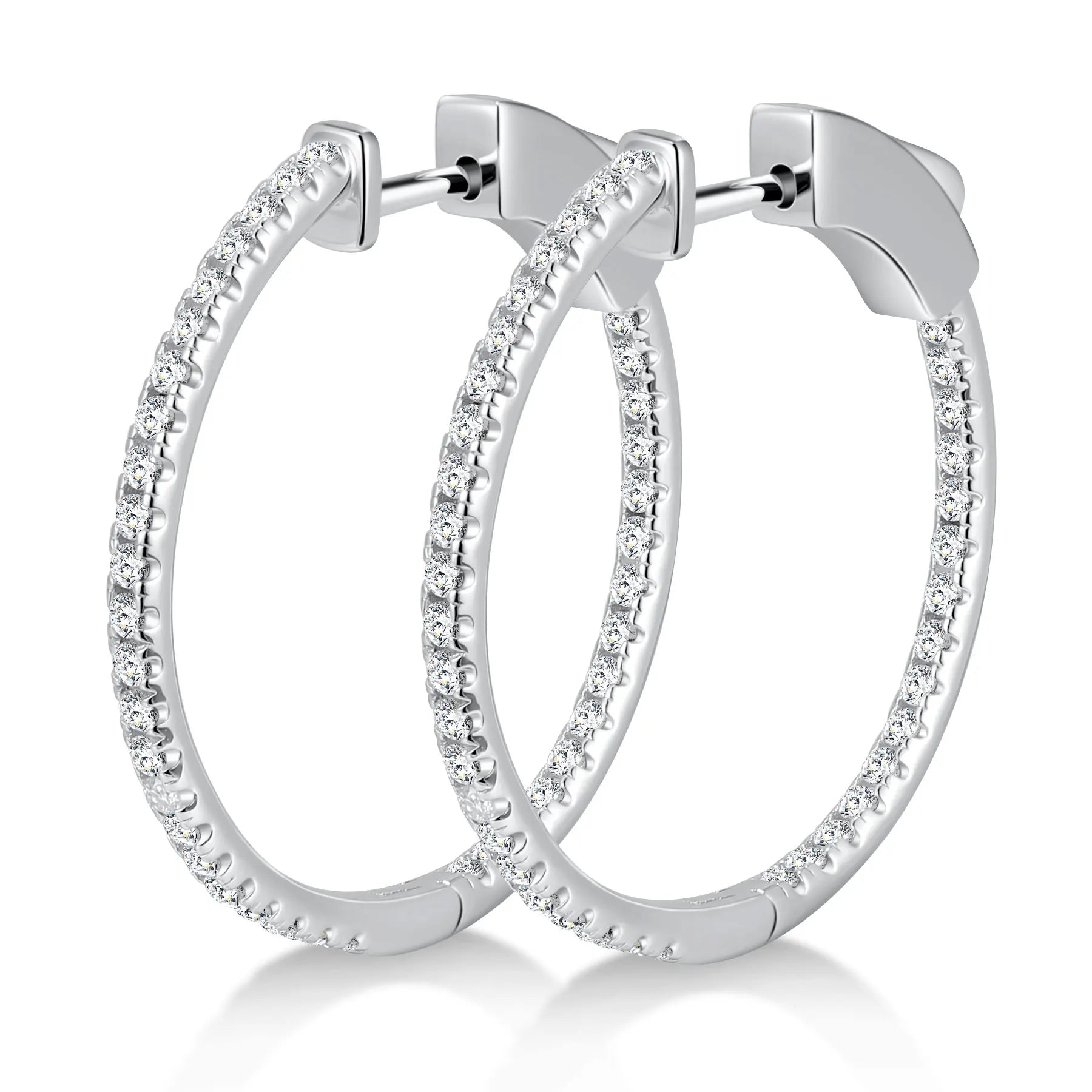 M-JAJA 1.14ct Moissanite Hoop Earrings Real 925 Sterling Silver for Women D Color VVS1 Lab Diamond Stud Earrings Wedding Jewelry