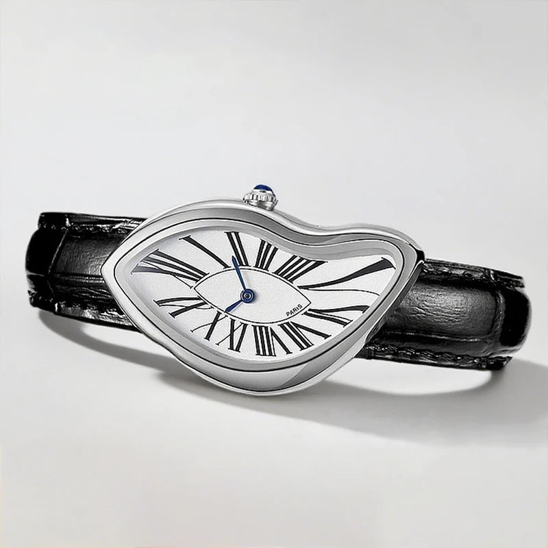 Fashionable trendy and individual genuine leather wristwatch water-resistant casual quartz watch