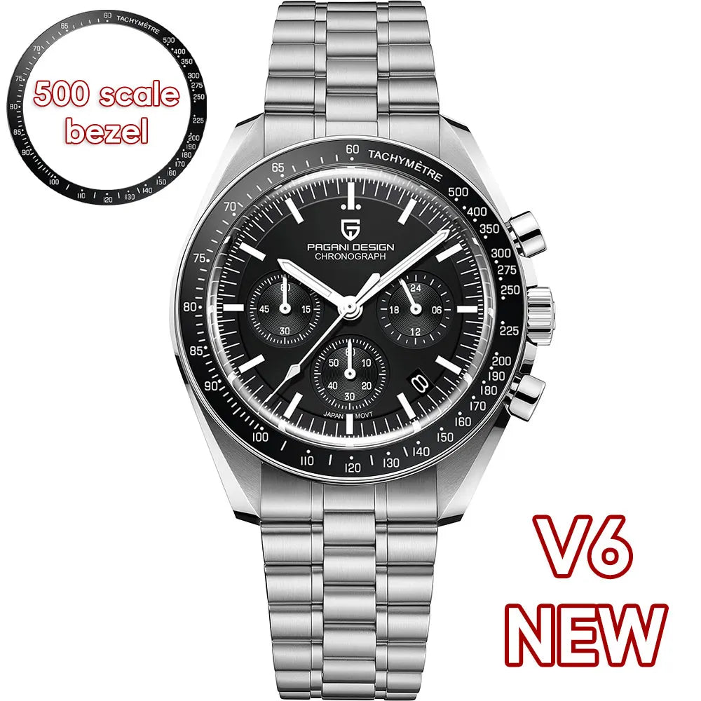 PAGANI DESIGN Silver Gold Moon Watches Luxury Quartz Watch For Men Auto Date Chronograph AR Sapphire crystal watch Men 2025 New