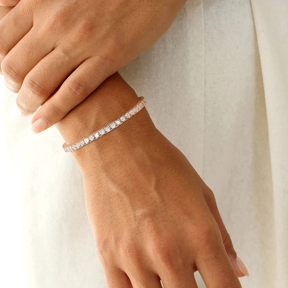 Serenity 3mm 4mm 5mm Rose Gold Color Moissanite Tennis Bracelet Women Man S925 Sterling Silver Sparkling Lab Diamond Hand Chain