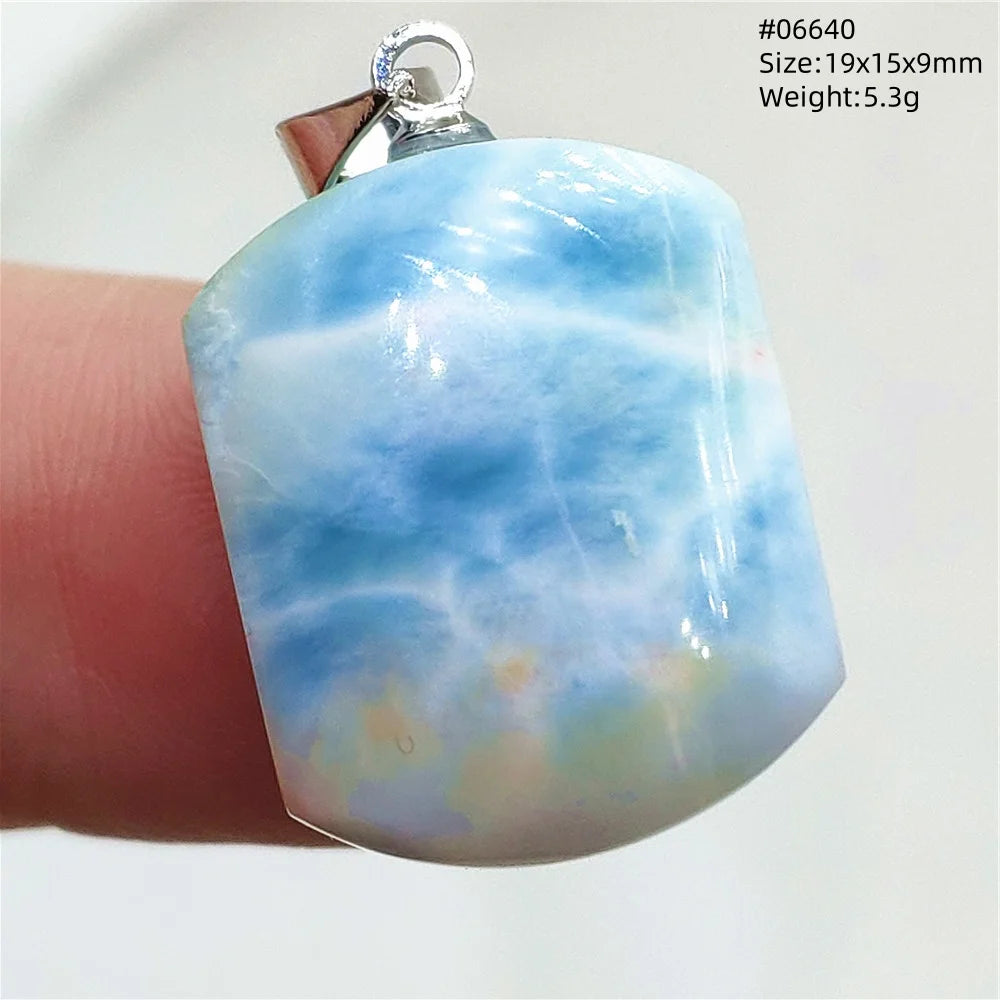 Natural Blue Larimar Heart Pendant Necklace Gemstone Women Men Larimar 17.5*19mm 18K Gold Love Larimar Fashion Jewelry AAAAAA