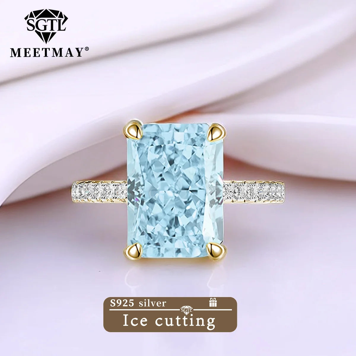 S925 Sterling Silver Tanzanite Blue Zircon Sparkle 5A Good Quality Ice Cut High Carbon Diamond Ladies Ring Fine Jewelry Women