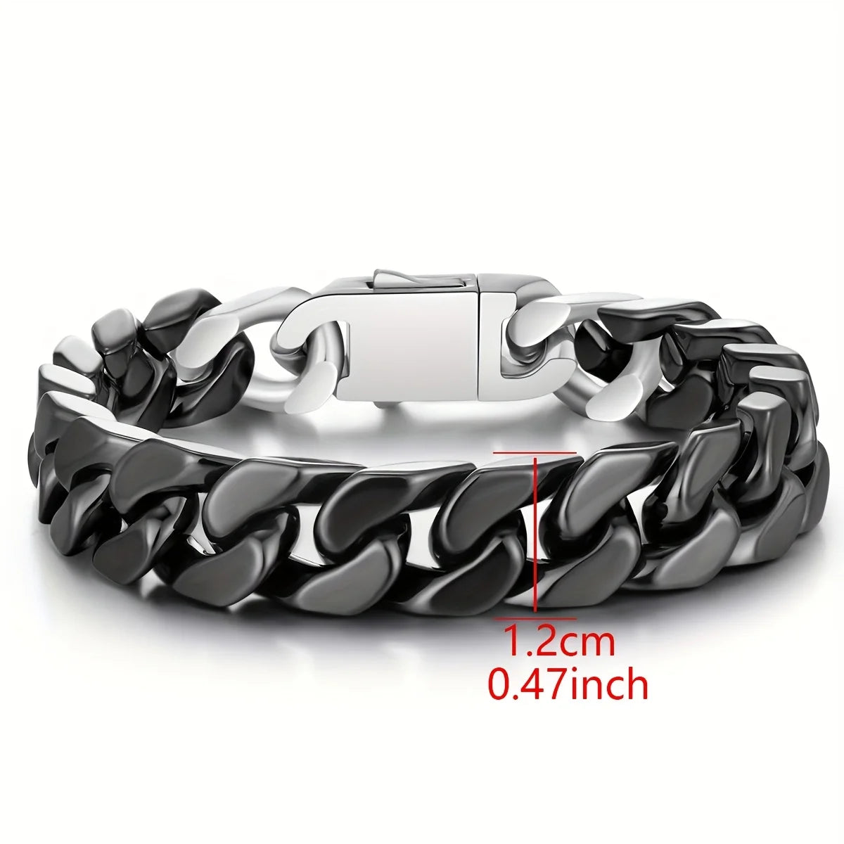 Men's Cuban Link Ceramic Bracelet Hypoallergenic, Black White Chain for Men, Masculine Jewelry Gift
