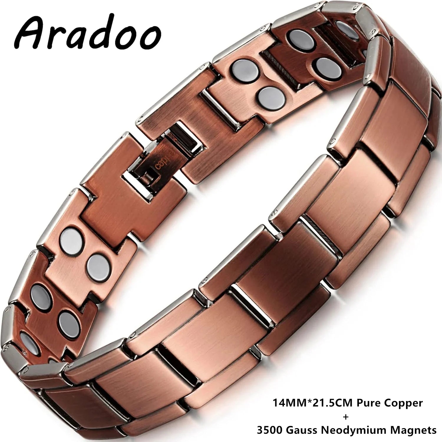 ARADOO Pure Copper Magnetic Bracelets for Men with Double-Row Strong Magnets Bracelet Jewelry Gifts