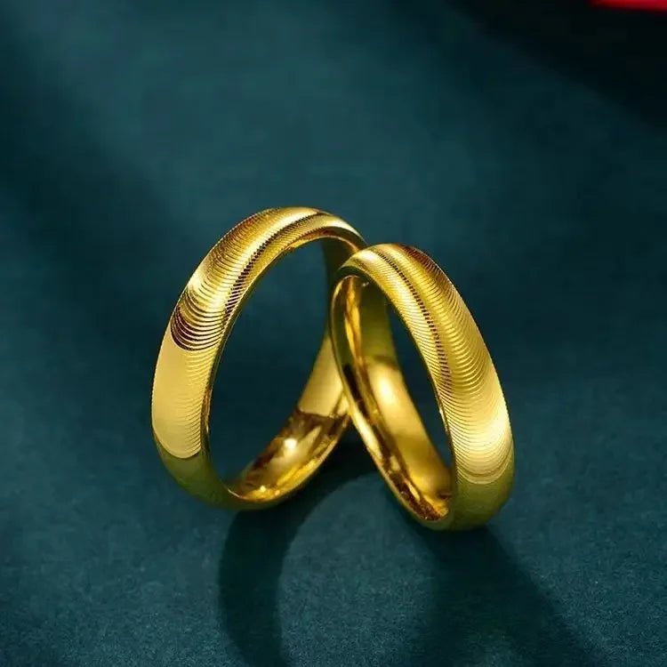 Wholesale 24K AU999 High - Quality Pure Gold Cats Eye Ring, Fashionable Simple Style for Couples, Metal Stamp Included