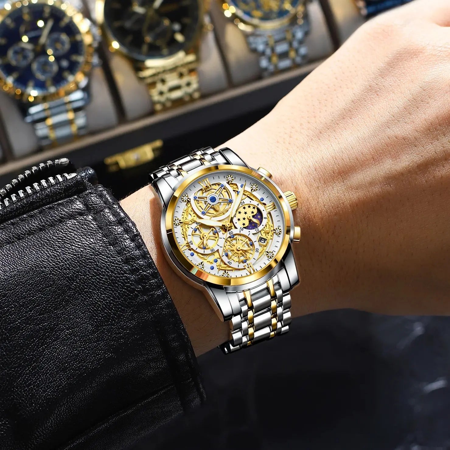 POEDAGAR Luxury Men's Quartz Watches Stainless Steel Date Chronograph Men Wristwatch Waterproof Luminous Fashion Man Watch Reloj