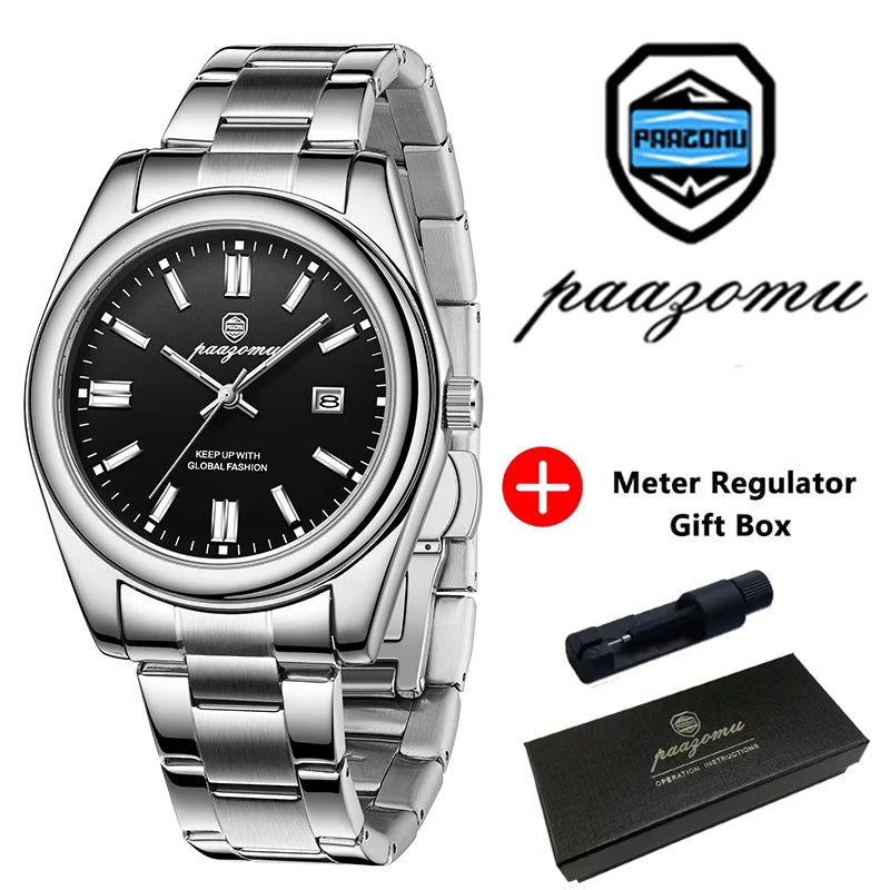 PAAZOMU Abstract Art Dial Men's Brand Authentic Trendy Fashion 2026 New High-quality Waterproof Luminous Quartz Watches Male+Box