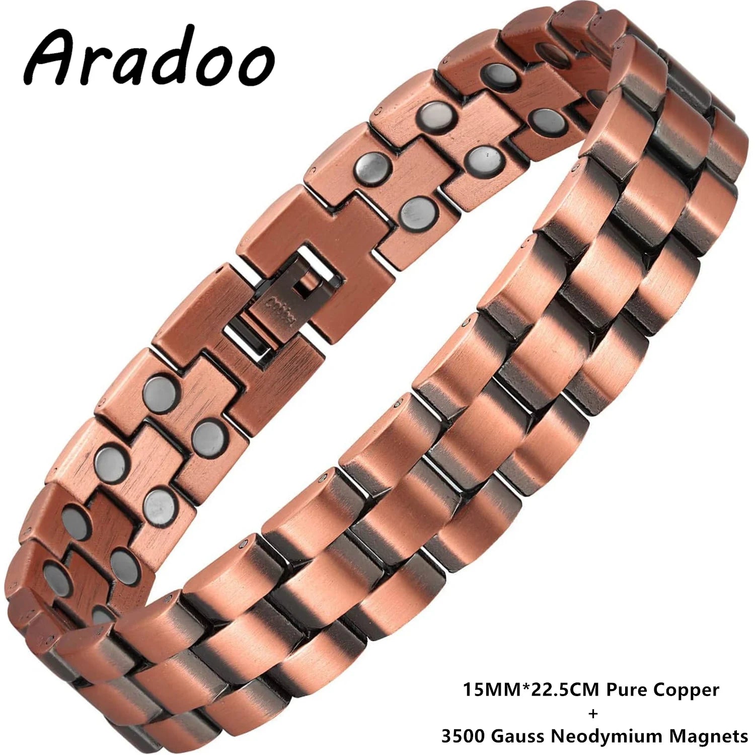 ARADOO Pure Copper Magnetic Bracelets for Men with Double-Row Strong Magnets Bracelet Jewelry Gifts