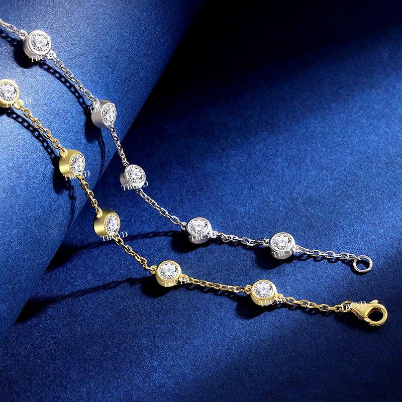 TBCYD 4mm D Color VVS1 Real Moissanite Chain Bracelets 2.4CT Moissanite GRA S925 Silver Wedding Party Hand Jewelry For Women