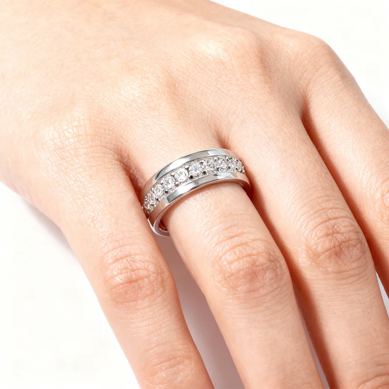 HORRIPAL D VVS1 Moissanite Ring for Men Woman 100% S925 Sterling Silver GRA Certified Party Band Waterproof Hiphop Cuban Jewelry