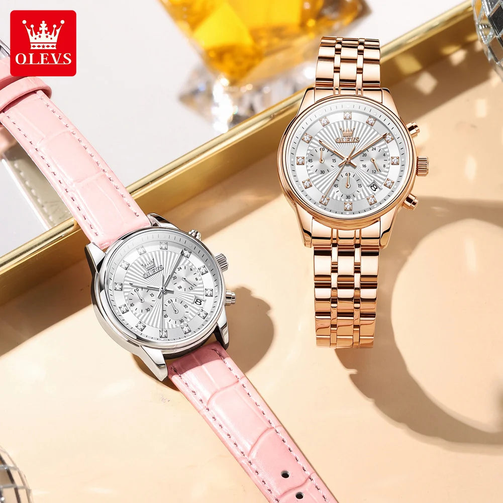 OLEVS 3669 Womens Watch Original Fashion Elegant Brand Quartz Watch Waterproof Luminous Quartz Date Watch For Women With Box