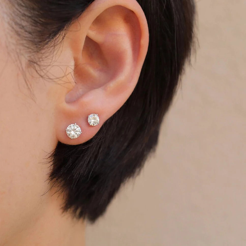 0.1-3 Carat Moissanite Stud Earrings for Women Men D Color Lab Created Diamond Earring 925 Sterling Silver Ear Piercing  Jewelry