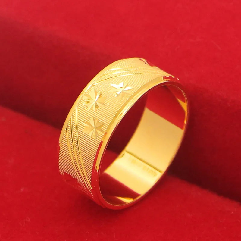 Luxury 24K 9999 Pure Gold real gold Men's and Women's Couple Ring Pattern Ring