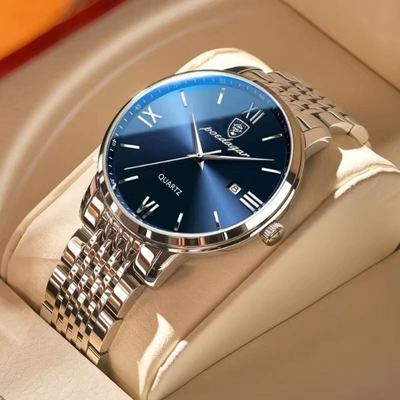 POEDAGAR Luxury Casual Men's Wristwatch Waterproof Date Man Watch High Quality  Stainless Steel Sports Quartz Men Watches Reloj