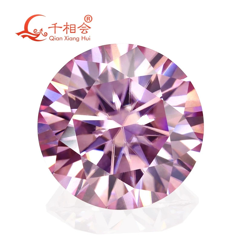 3mm 0.1ct Pink Color Round Moissanite Full Eternity Ring Band Yellow / Rose Gold Plated S925 Silver Diamond Engagement Jewelry