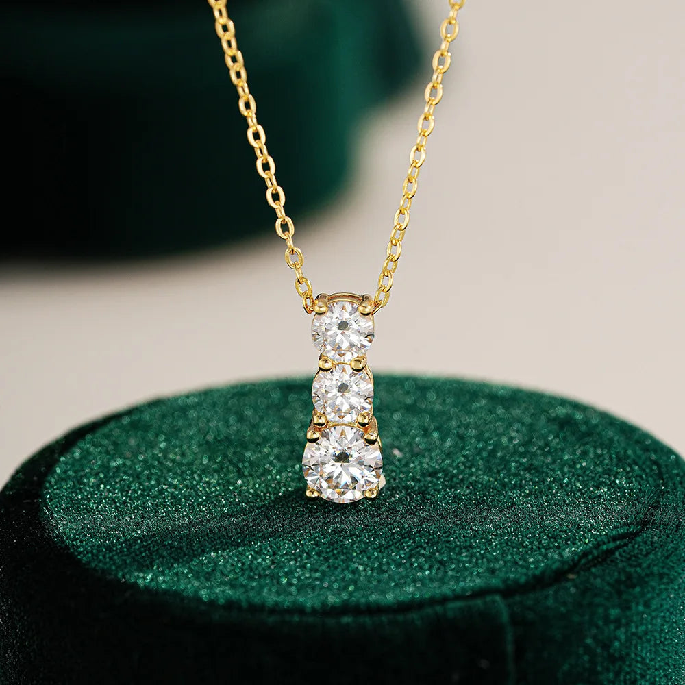 Luxury 100% Real 18k Gold Women's Diamond Pendant Sansheng III 2 karat Moissanite Pendant Necklace