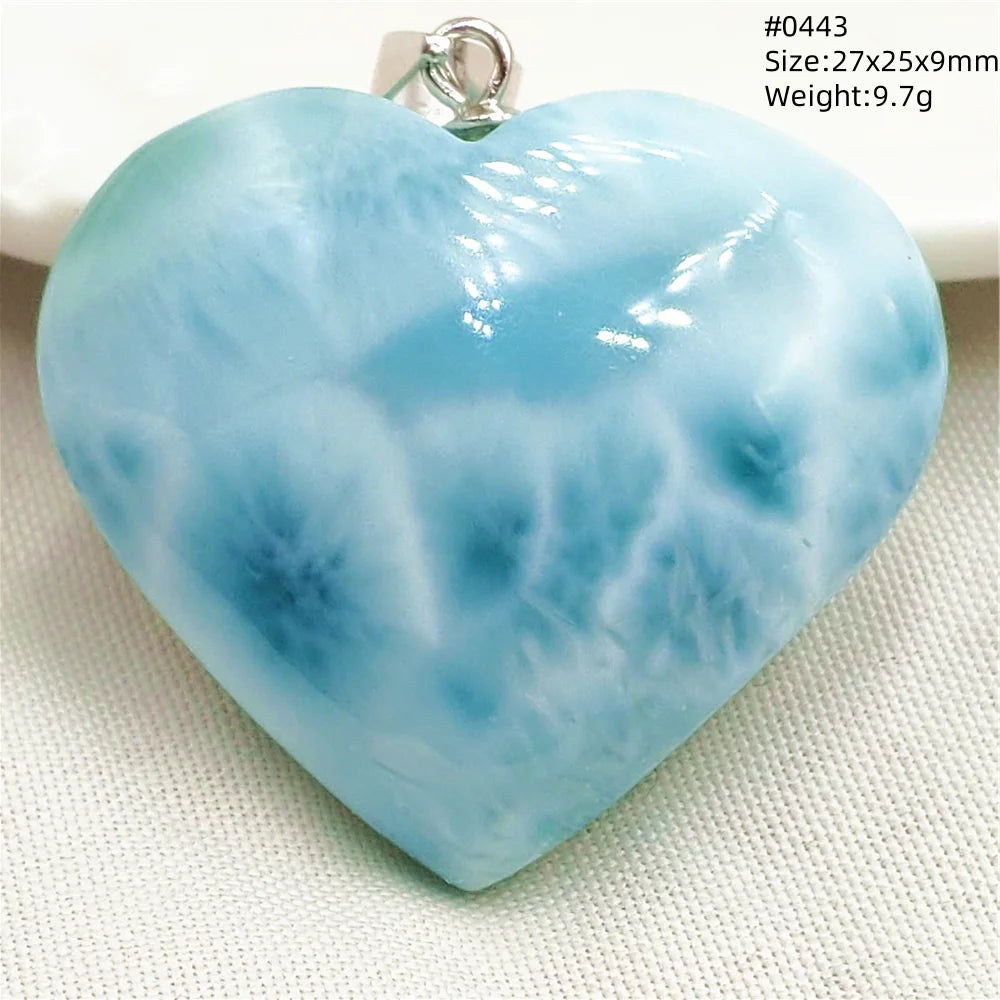 Natural Blue Larimar Heart Pendant Necklace Gemstone Women Men Larimar 17.5*19mm 18K Gold Love Larimar Fashion Jewelry AAAAAA