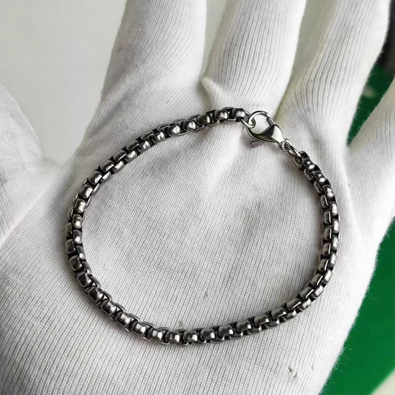 2025 True Titanium 4MM Box Chain Bracelet for Men - Hypoallergenic Lightweight Jewelry Gift