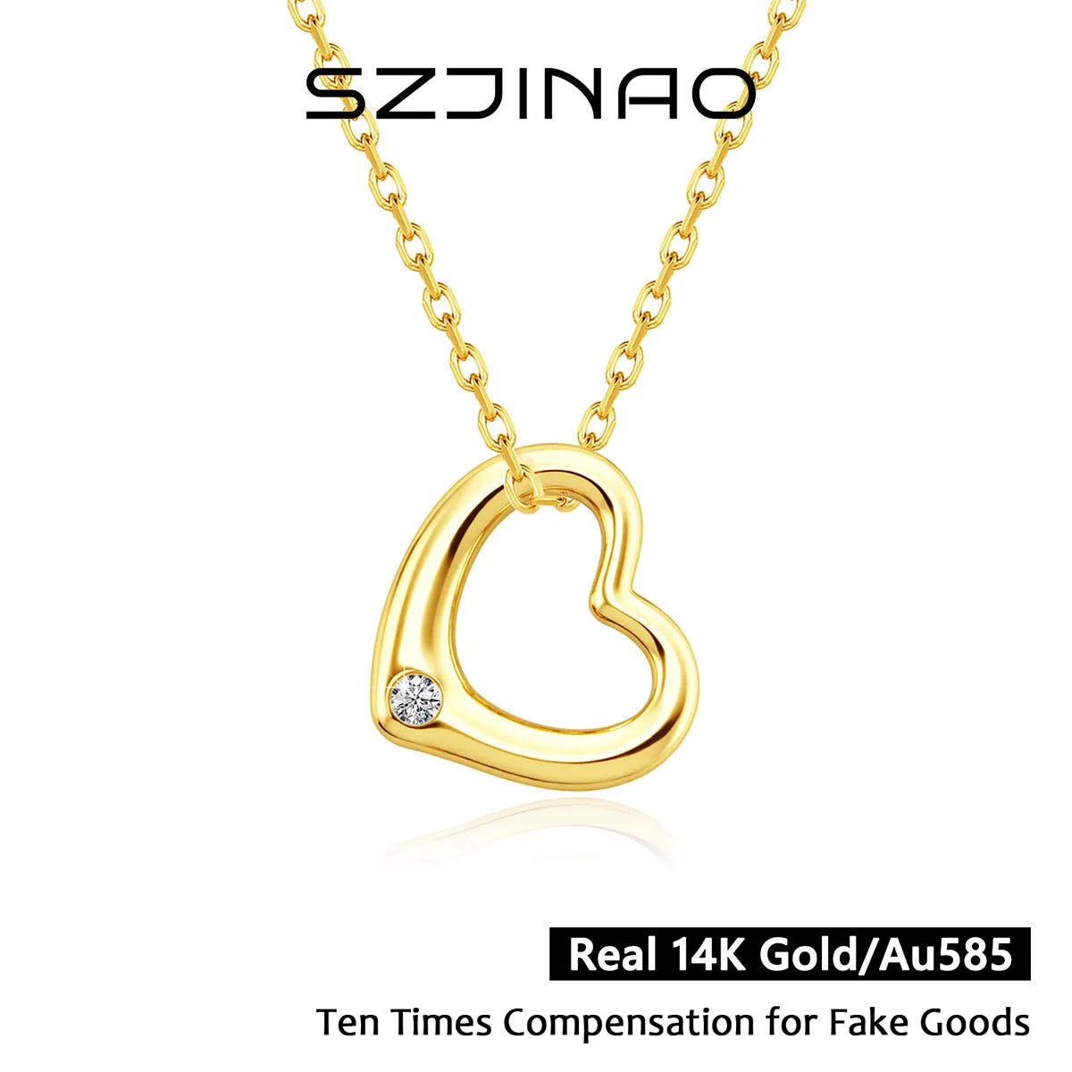 Love Shape Moissanite Pendant 14K Gold Lightweight Hollow Craft  Design Romantic Valentine's Gift for Women Anniversary Jewelry