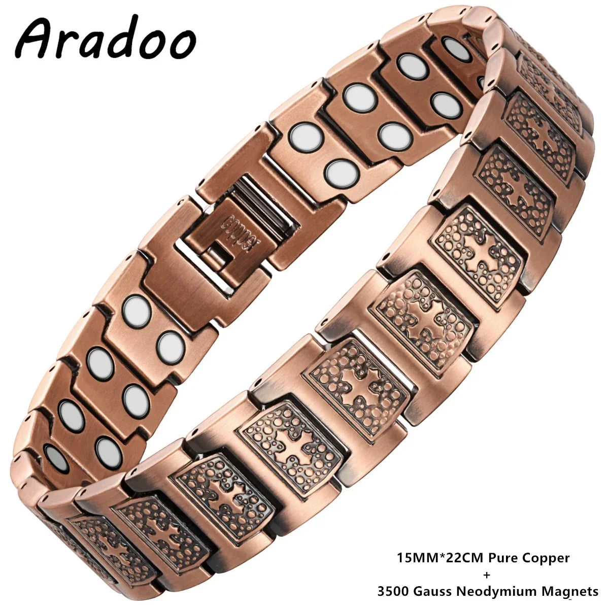 ARADOO Pure Copper Magnetic Bracelets for Men with Double-Row Strong Magnets Bracelet Jewelry Gifts