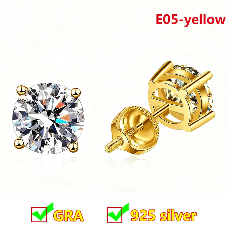 Premium 0.5ct-2ct Moissanite Earring For Women Classic Original 925 Sterling Silver Jewelry Moissanite Diamond Stud Earring