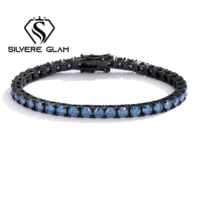 TY 3-5MM Moissanite Bracelet For Women Men 925 Sterling Silver Chain Bracelet D VVS1 Fine Luxury Jewelry Lab Gemstone