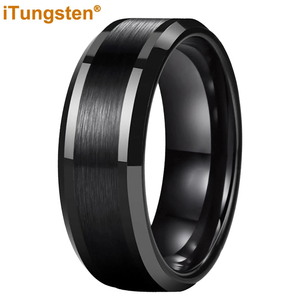 iTungsten 6mm 8mm Engagement Wedding Band Gold Plated Tungsten Finger Ring for Men Women Couple Fashion Jewelry Comfort Fit