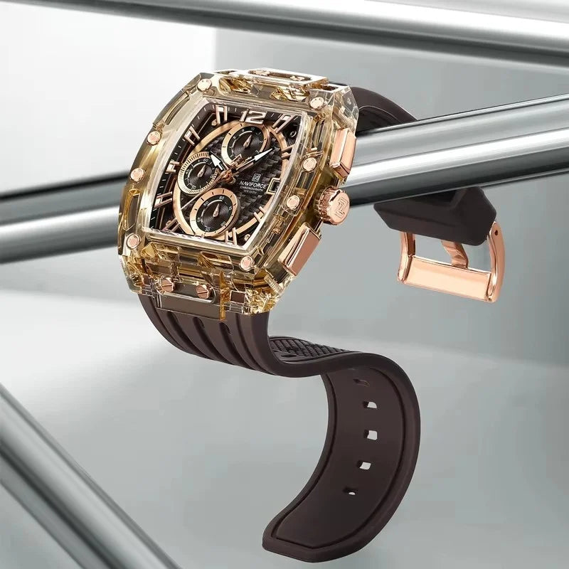 High Quality NAVIFORCE Watches for Man Silica Strap 50M Waterproof Sport Male Clock Casual Quartz Date Display Men's Chronograph