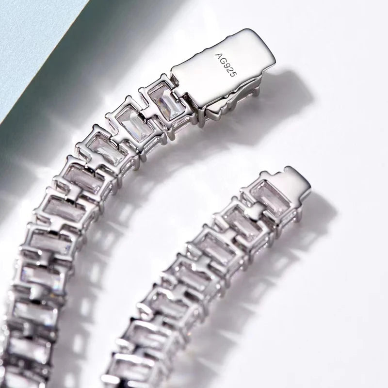 OEVAS 100% 925 Sterling Silver 4*6mm Emerald Cut High Carbon Diamond Bracelets For Women Engagement Wedding Party Fine Jewelry