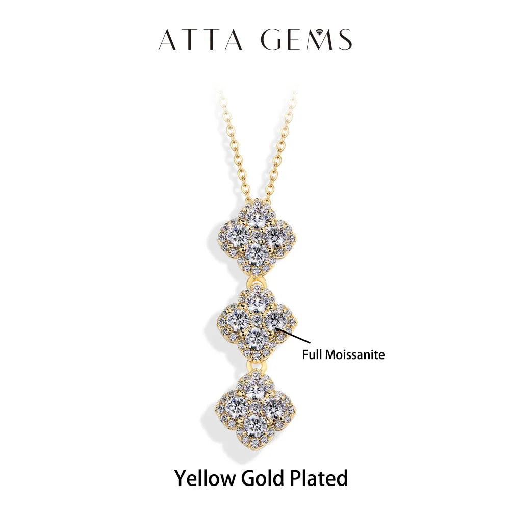 ATTAGEMS 2025 Necklaces for Women Full D Color Moissanite 925 Sterling Silver Pendant Classic Engagement Wedding Fine Jewelry