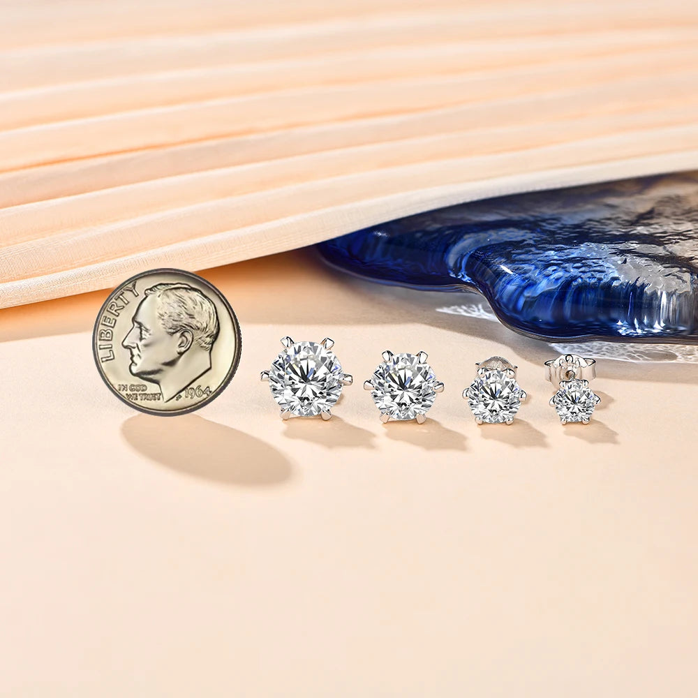 New Arrival 2.0 Carat Moissanite Gemstone Stud Earrings for Women Solid 925 Sterling Silver D color Solitaire Fine Jewelry