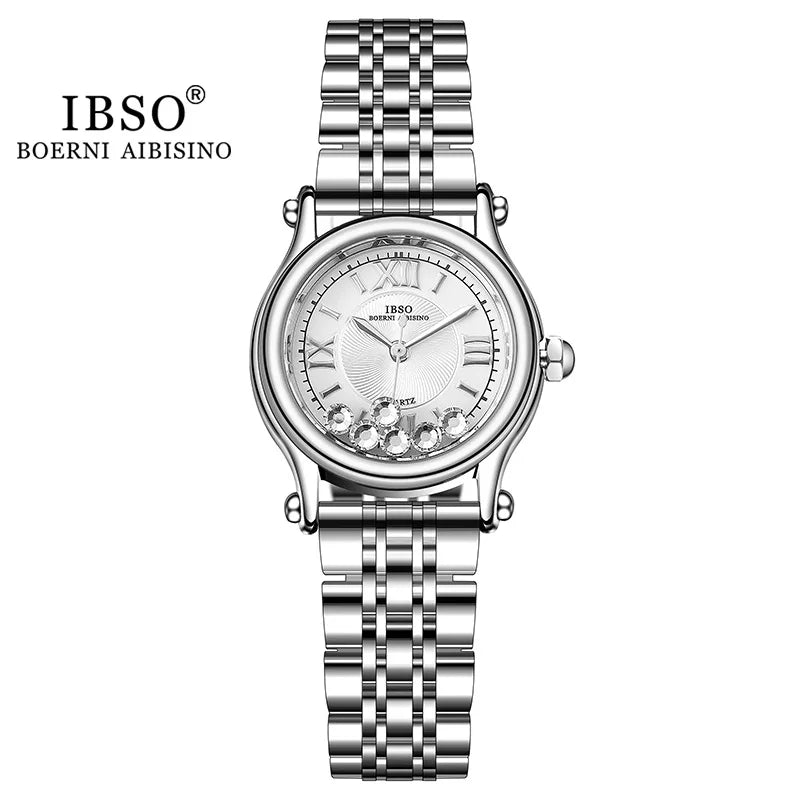 Women's Watch Japan Quartz Hours Fine Fashion Dress Clock Real Leather Luxury Happy Moving Rhinestones Girl's Gift